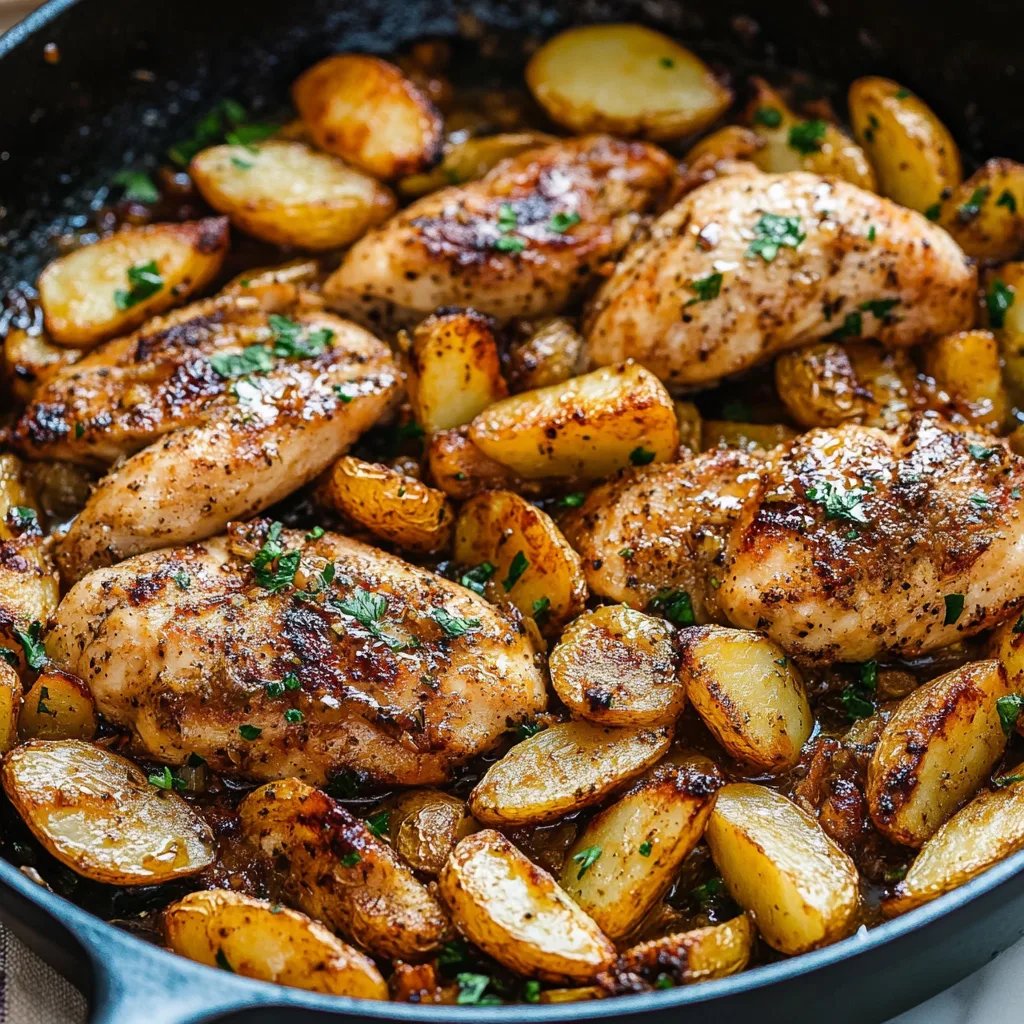 Garlic Butter Chicken and Potatoes Skillet