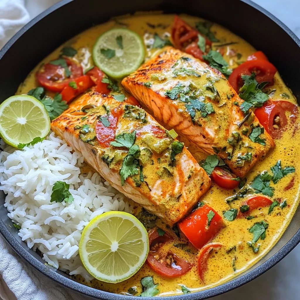 One-Pan Coconut Curry Salmon with Garlic Butter