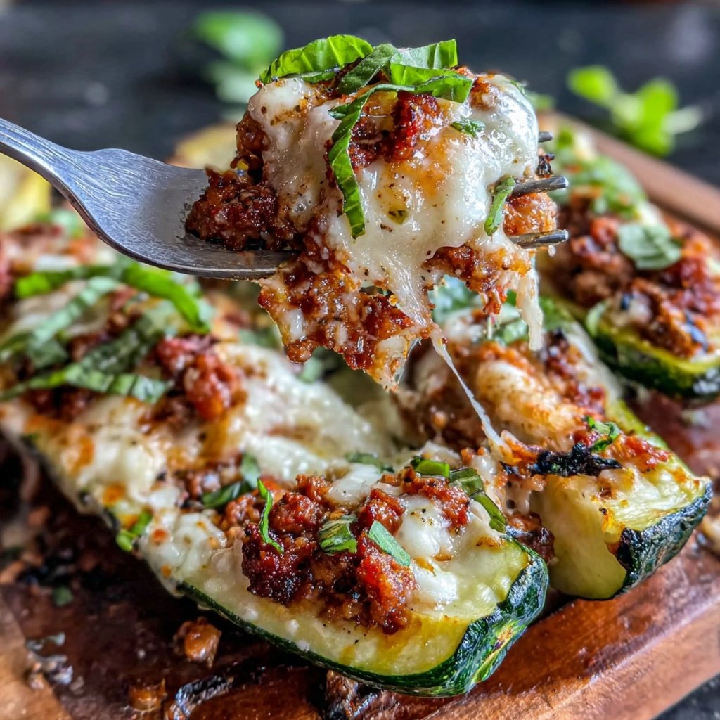 Ground Turkey Stuffed Zucchini Boats