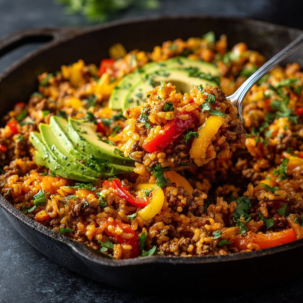 Ground Beef Taco Rice Skillet